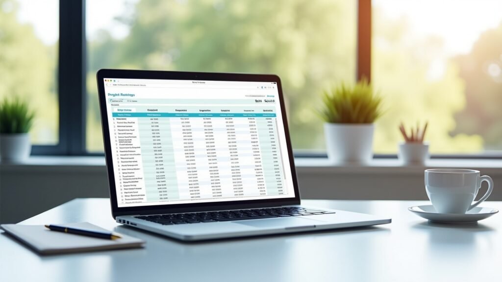 Budget spreadsheet on laptop