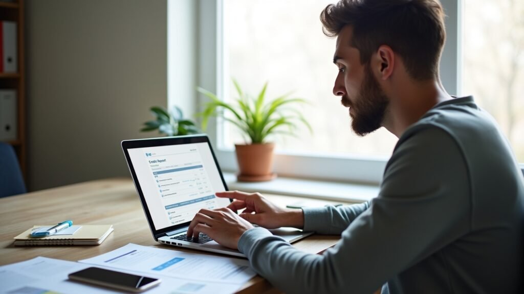 Person checking credit report