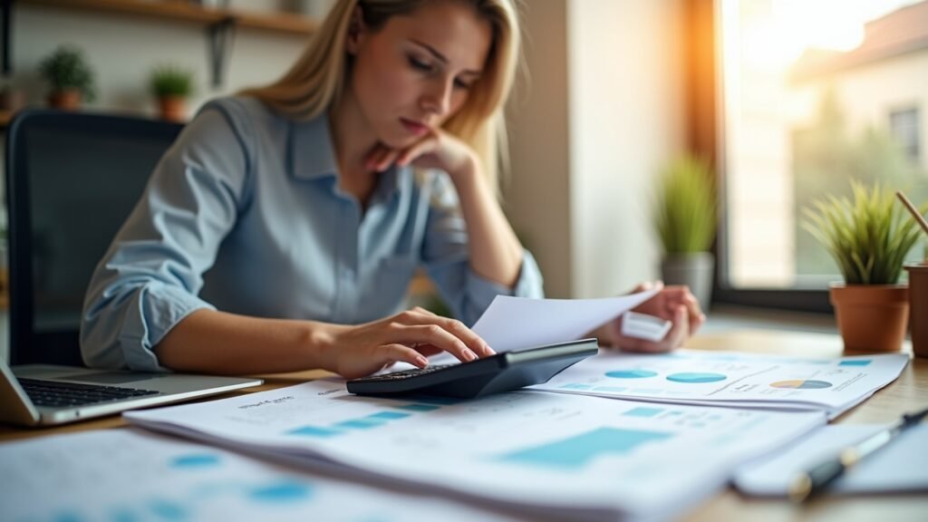 Person fixing budget plan