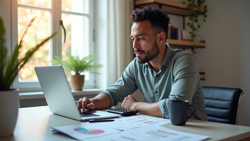 Person reviewing finances