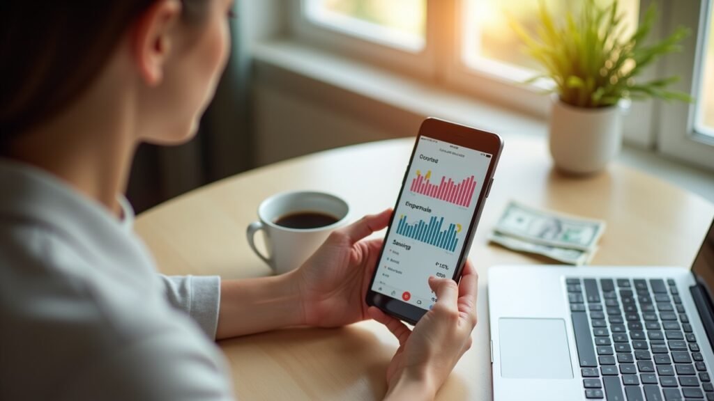 Person using budget app