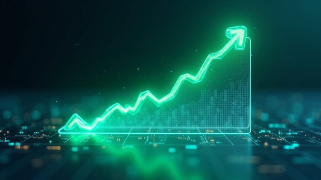Stock market graph rising