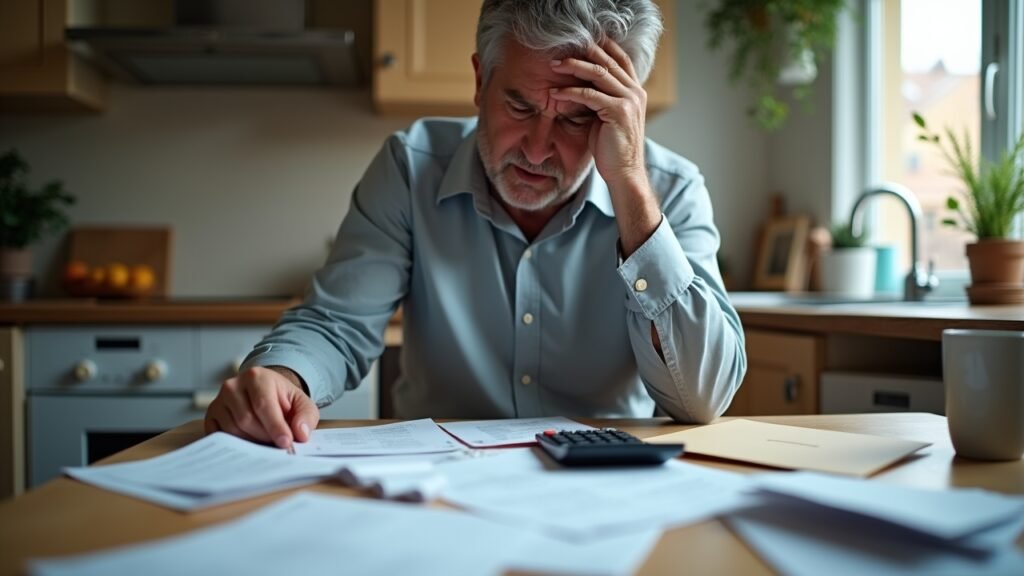 Worried person with bills