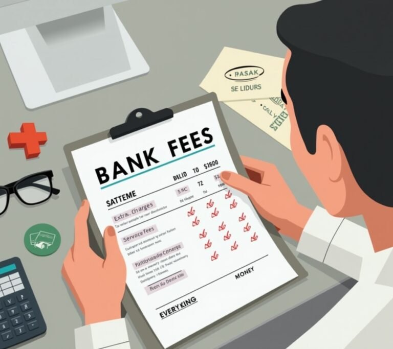 Bank fee statement highlighted