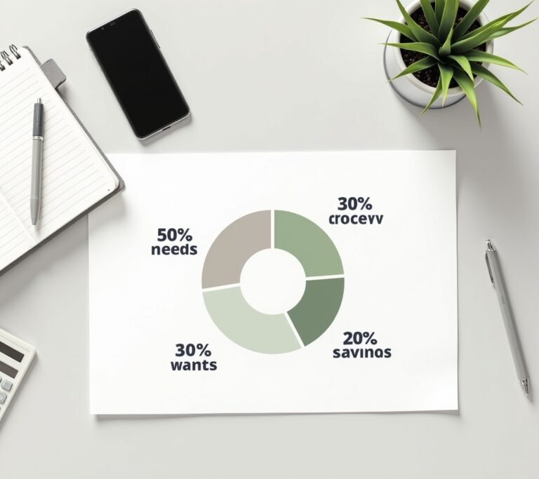 Pie chart showing 50/30/20