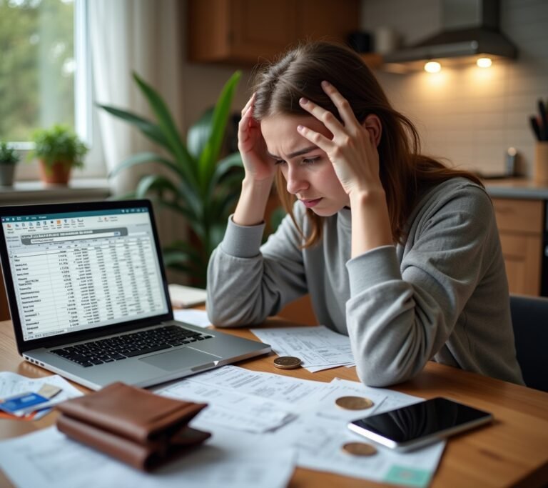 Frustrated person with bills