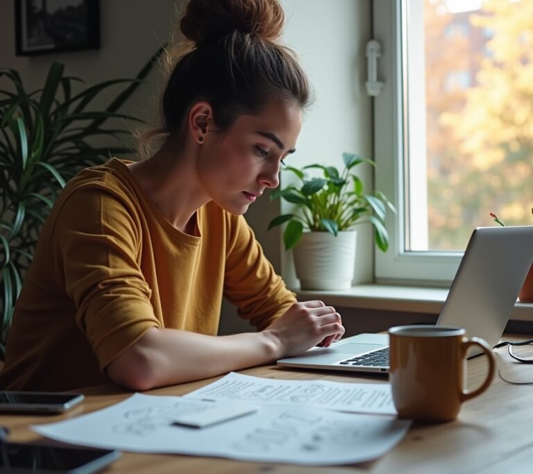 Person working on laptop at home