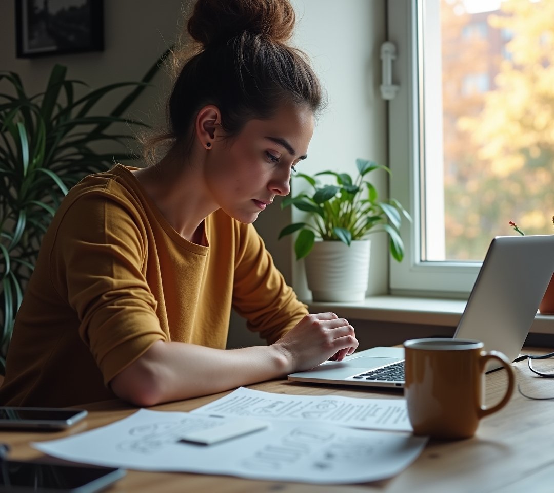 Person working on laptop at home
